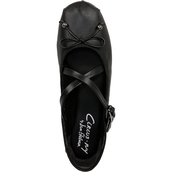 Circus NY by Sam Edelman Women's Black Leather Cross Strap Zuri Ballet Flat - Picture 5 of 6